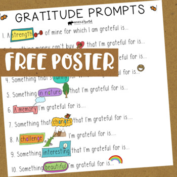 Free Gratitude Poster for Social Emotional Learning | TpT