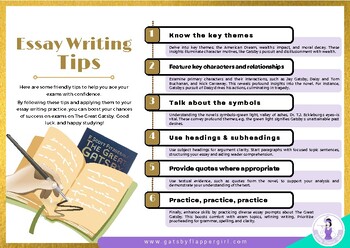 Preview of Free Great Gatsby Essay Writing Tips for Students - Handout/Printable PDF