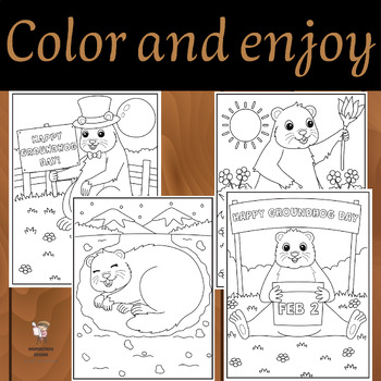 Preview of Free Groundhog Coloring Page Pack