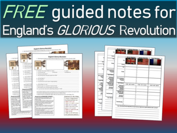 Preview of Free Guided Notes for England's Glorious Revolution PPT