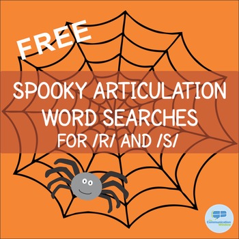 Preview of Free Halloween Speech Therapy Articulation Word Searches - R and S Sounds