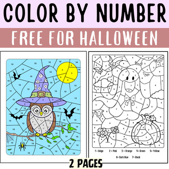 Free Halloween Color By Number by Smart Little Learners | TPT