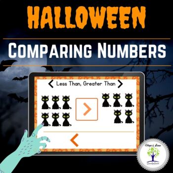 Preview of Free Halloween Comparing Numbers | Greater Than Less Than | Boom Cards