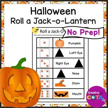 Preview of Free Halloween Kindergarten & 1st Grade Math Center Activity Roll, Color & Draw
