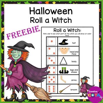 Preview of Free Halloween Kindergarten Math Center Roll & Draw Fine Motor Activity