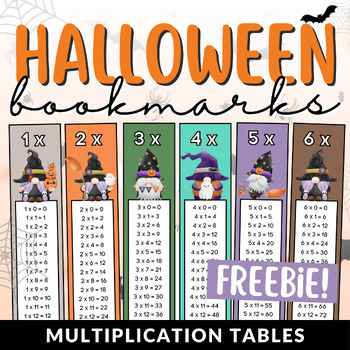 Preview of Free Halloween Math Multiplication Times Tables Bookmarks | October Freebie!