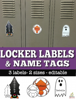 Preview of Free Halloween Name Tags and Locker Labels, Editable