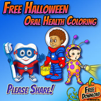 Preview of Free Halloween Oral Health Coloring Search & Find Activity Page