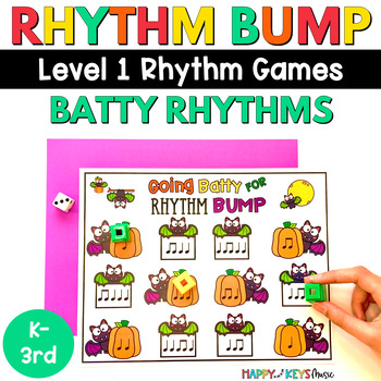 Preview of Free Rhythm Bump Game for Fall Music Centers Level 1 Rhythms