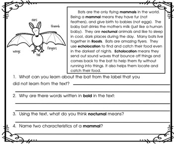 Preview of Free Halloween Text Based Evidence work