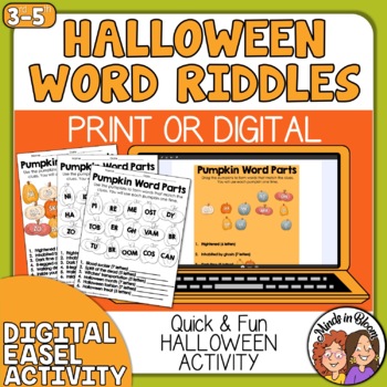 Preview of Free Halloween Word Activity Print or Easel Activity