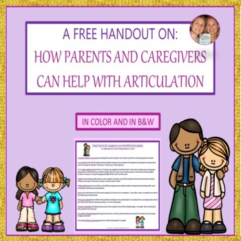 Preview of Free Handout For Parents & Caregivers On How To Help With Articulation