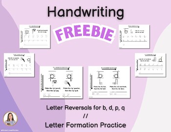 Preview of Free Handwriting Practice for b, d, p, q Reversals, Letter Formation Chants