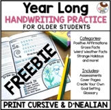 Free Handwriting Worksheets for Older Student | Cursive Print D'Nealian SAMPLE