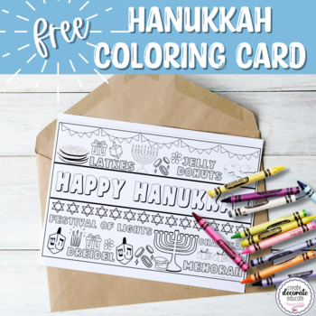 Preview of Free Hanukkah Coloring Card | Winter Holidays Around the World | Hanukkah Craft