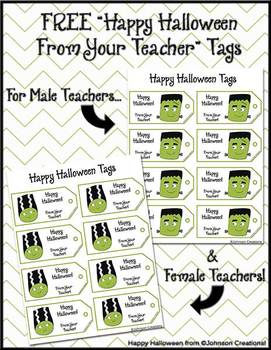 Preview of Free "Happy Halloween From Your Teacher" Tags