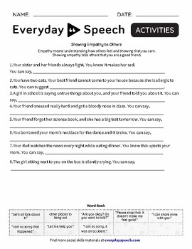 Preview of Free High School Empathy Worksheet