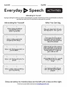 Preview of Free High School Self Advocacy Worksheet