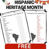 Free Hispanic Heritage Month Activity Hispanic Countries W