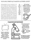 Free Hispanic Heritage Month Activity Sheet