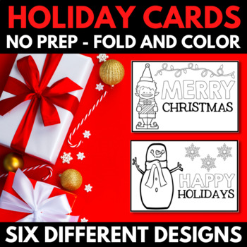 Preview of Free Holiday Cards - Print and Color Christmas Cards - Christmas Craft Activity