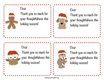 Free Holiday Thank You Notes by Fourth Grade Frenzy | TPT