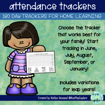 Preview of Free Homeschool Attendance Trackers tracking grid for 180 Days with Leap Year