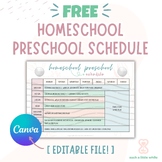 Free Homeschool Preschool Schedule (Editable Printable Tem