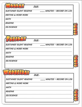 Preview of Free! Homework Assignment Sheet - Weekly