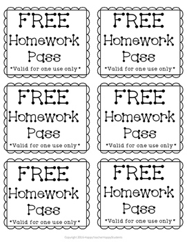 free homework pass printable pdf