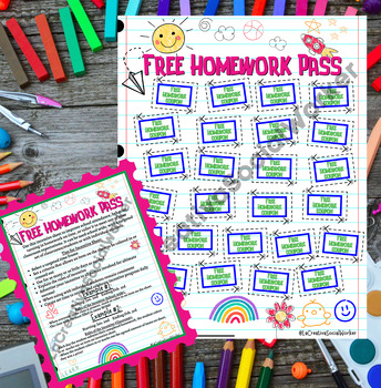 Preview of Free Homework Pass Incentive Sheet