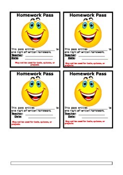 free homework passes