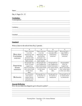 english 9 grade journal Week Free  Jessie by Lee's  Hoot  Plans Lesson  TpT 1st