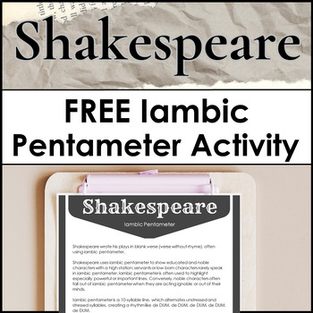 Preview of Free Iambic Pentameter Shakespeare Lesson and Activity for Any Play