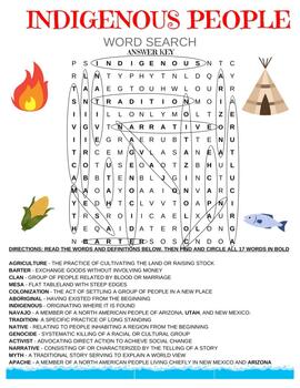 Preview of Free Indigenous People's Day Word Search Answer Key