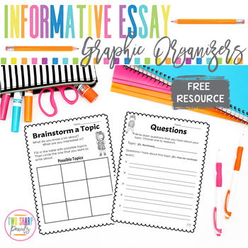 Preview of Free Informative Essay Writing Graphic Organizers | Brainstorm a Topic Lesson