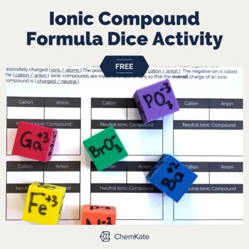 Preview of Free: Ionic Compounds Formula Ion Dice Activity Print and Digital Resource