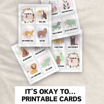 Preview of Free It's Okay to... Stress Relief Cards for Children and teens