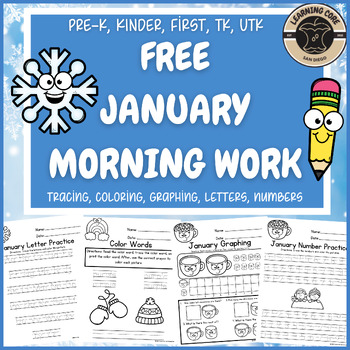 Preview of Free January Morning Work Packet PreK Kindergarten First TK UTK Special Ed