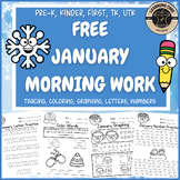 Free January Morning Work Packet PreK Kindergarten First T