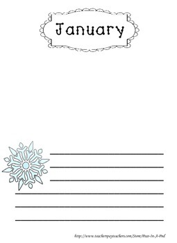Preview of Free January Writing Page Standard Lines