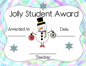 Preview of Free Jolly Student Snowman Awards
