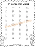 Free Kindergarten Sight Word List - First 100 FRY Words