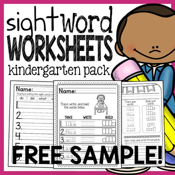 free kindergarten word work no prep sight words worksheets tpt