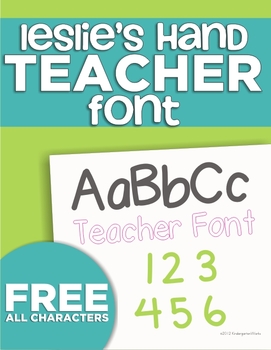 Preview of Free KindergartenWorks Font {Leslie's Hand}
