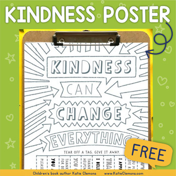 Preview of Free Kindness Coloring Page Collaborative Poster. Motivation Printable Activity