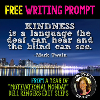 Preview of Free Kindness Quote Writing Prompt #kindnessnation #weholdthesetruths