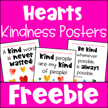 Preview of Free Valentine's Kindness Quotes Posters with Heart Theme