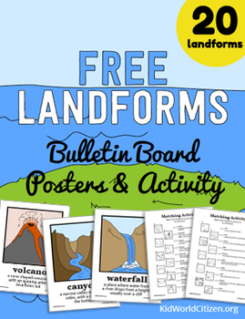 Preview of Free Landforms Bulletin Board Posters and Matching Activity