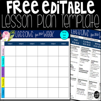 Preview of Free Lesson Plan Template